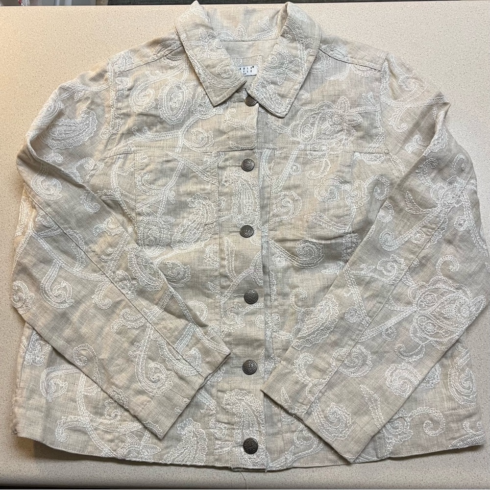 🔥Host Pick🔥Carole Little 100% linen embroidered button down jacket